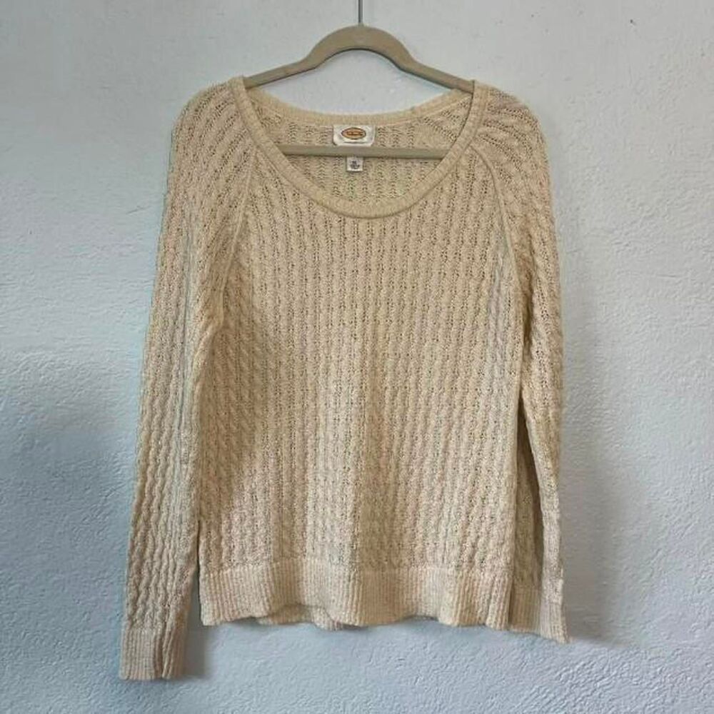Talbots Women's Cream and Tan Jumper